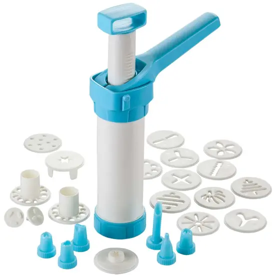 Hutzler 23pc Easy Action Cookie Press and Food Decorator Set - For Simple Decorating of Appetizers and Desserts {1}