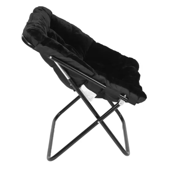 Emma and Oliver Aisling Oversized Folding Saucer Chair for Dorm, Bedroom IvoryFabric/SoftGold {12}