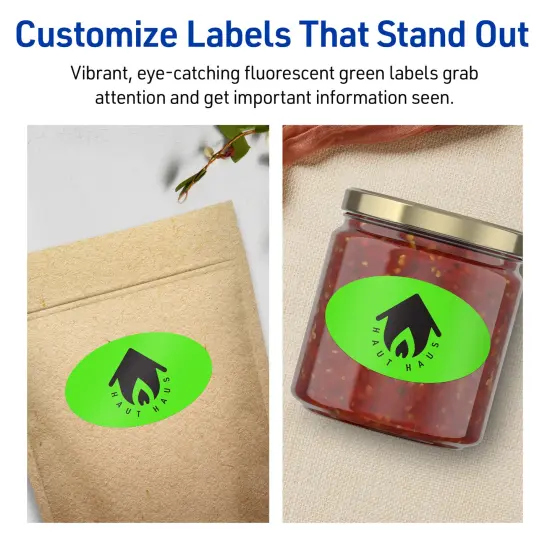 Avery Neon Green Paper Labels, 2" x 3-1/3" Oval {3}