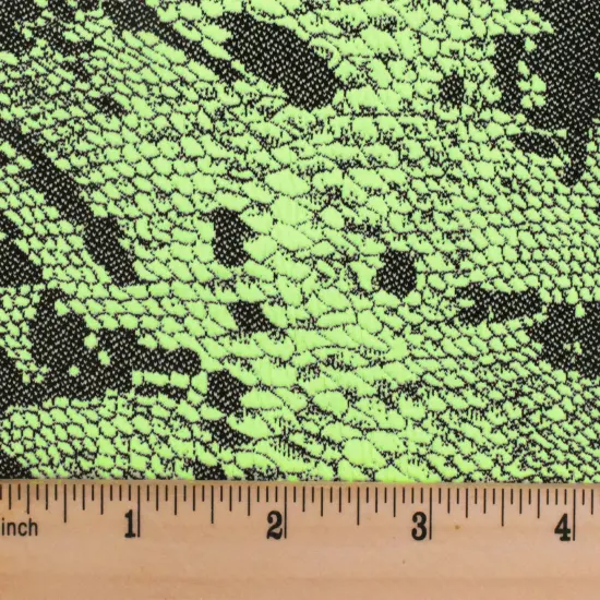Neon Green-Black Famous Maker Stretch Reptile Jacquard Yoga Knit Fabric By the Yard {3}