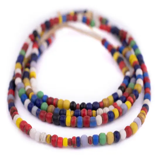 The Bead Chest Mixed Kenya Turkana and Olombo Beads 5mm African White Glass 24 Inch Strand Handmade {3}