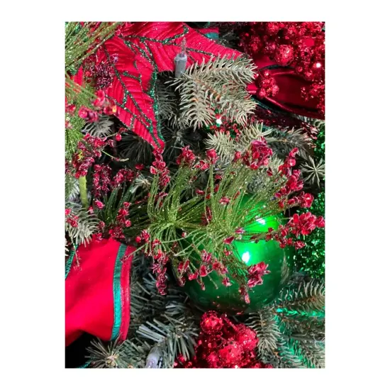 30" Sequin Tip Glitter Pine Spray: Red/Green {4}