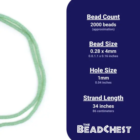 The Bead Chest African Vinyl Beads, Ghana Vulcanite Crafts Supplies for DIY Jewelry Making, Necklaces, Bracelets (4mm, Pistachio Green) {4}