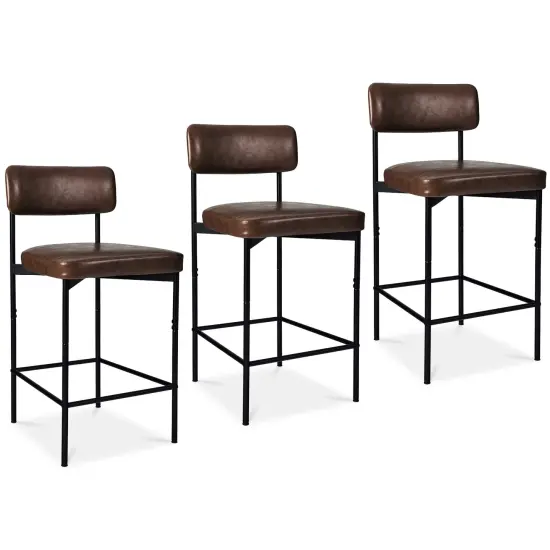 Best Choice Products Set of 3 Faux Leather Counter Stools for Kitchen Island and Dining w/ Metal Frame Midnight Black {7}