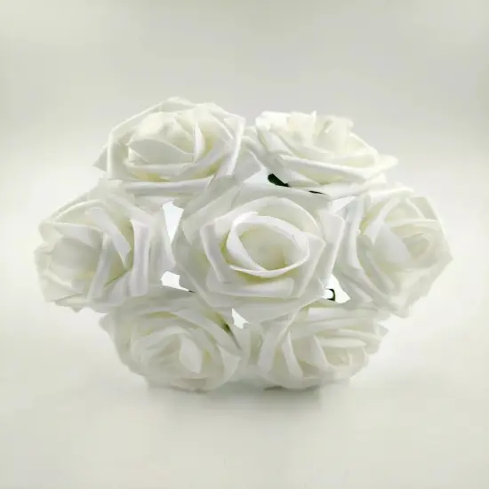 25pcs Artificial Flowers Real Looking Foam Roses Decoration DIY White {2}