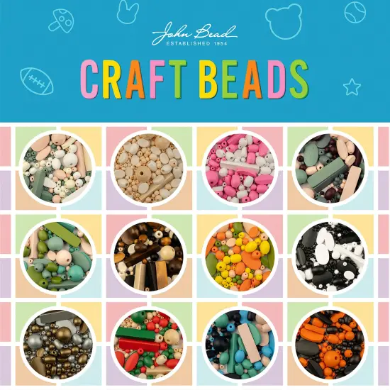 John Bead Craft Wood Beads with Elastic Nylon Cord, 90g Green& Red &Natural {6}