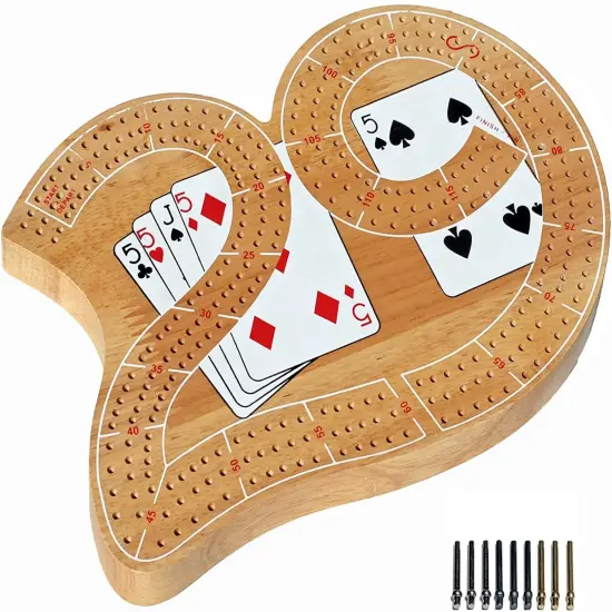 WE Games 29 Cribbage Set - Solid WoodBoard with Metal Pegs {5}