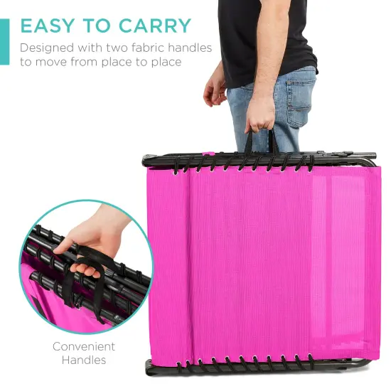 Best Choice Products Patio Chaise Lounge Chair, Outdoor Portable Adjustable Pool Recliner w/ Pillow Hot Pink {2}