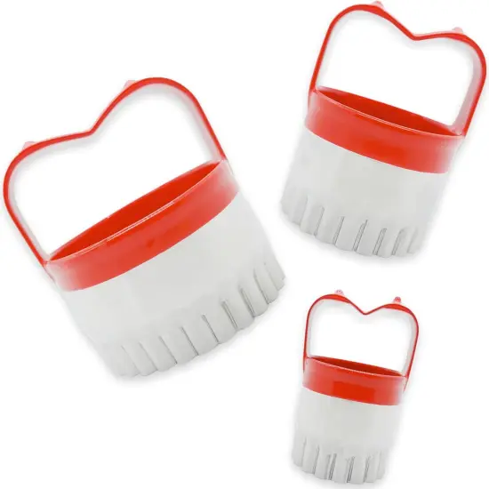 3 Pcs Biscuit Cutter Set Fluted Round Cookie Cutters Handle Red Top Rubber {5}