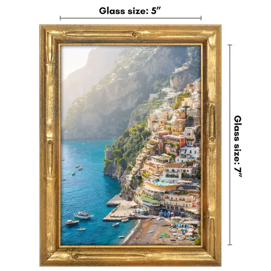 Americanflat Picture Frame with Bamboo Design - Gold Bamboo Frame with Shatter-Resistant Glass - Elegant Gallery Style Frame - Faux Bamboo Photo Frame for Tabletop or Wall Display {2}