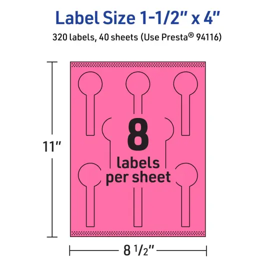 Avery Bright Pink Paper Labels, 1.5" x 4" Lollipop {5}