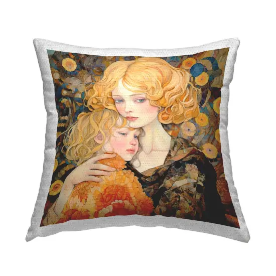 Geometric Mother & Child Design by RB Outdoor Printed Pillow  {1}