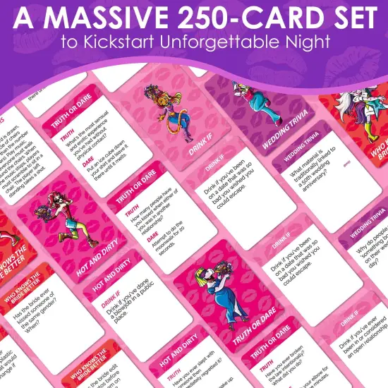 Bachelorette Party Games Kiss The Miss | 250 Cards {6}