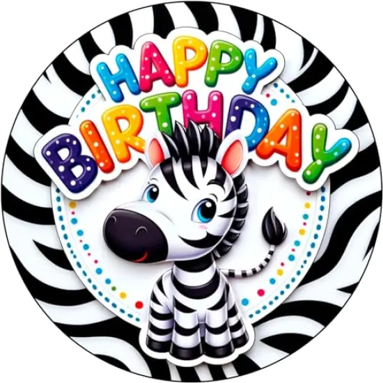 Zebra Animal Themed Edible Cake Topper Icing Image for 8 inch round cake or larger {1}