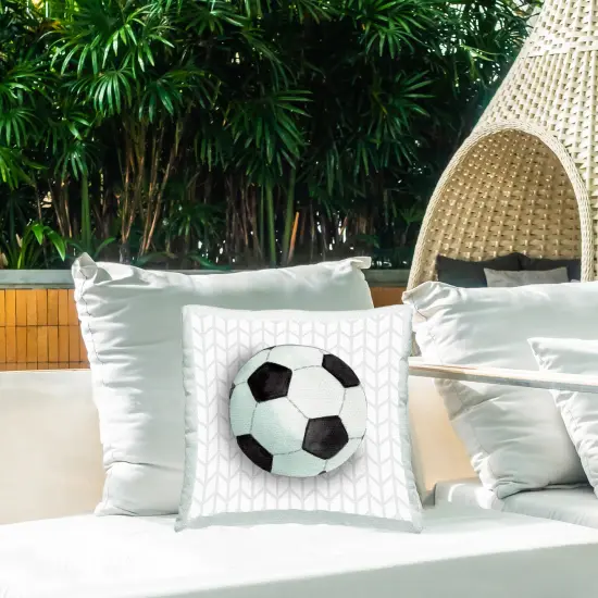 Soccer Ball on Chevron Design by Sharon Kuplack Outdoor Printed Pillow  {2}