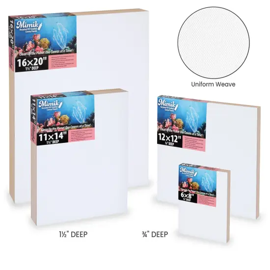 Creative Mark Mimik Recycled PET Cradled Canvas Panel 3/4" Depth - Medium-Textured Painting Board for Eco-Conscious Artists, 14.11 oz Triple-Acrylic-Primed Weight Mounted Canvas {7}