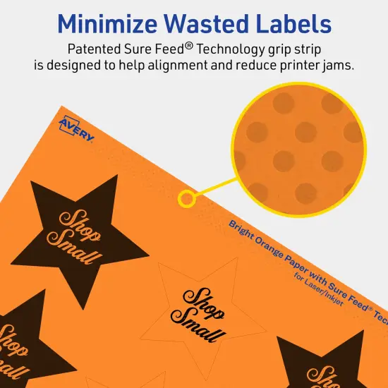 Avery Bright Orange Paper Labels, 2-1/4" x 2-3/8" Star {4}