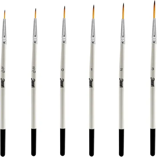 Script Liner Paintbrush 6 PCS Highly Flexible Liner Brush Extra Long Fine Point Tip Pinstriping Scroll Outlining Brush for Acrylic Watercolor Oil Gouache {1}