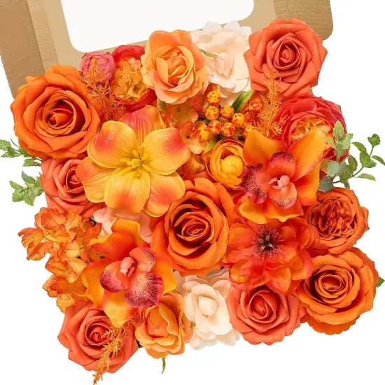 Artificial Fall Flowers - Bright Orange (Square) {1}