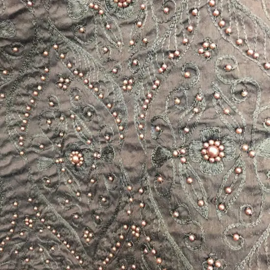1 Yard Silk Embroidery with Pearls Fabric for Dresses and Couture 45 Inches Wide {1}