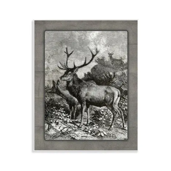 Stupell Industries Vintage Forest Elk Scenery Wall Plaque By Lettered and Lined {1}