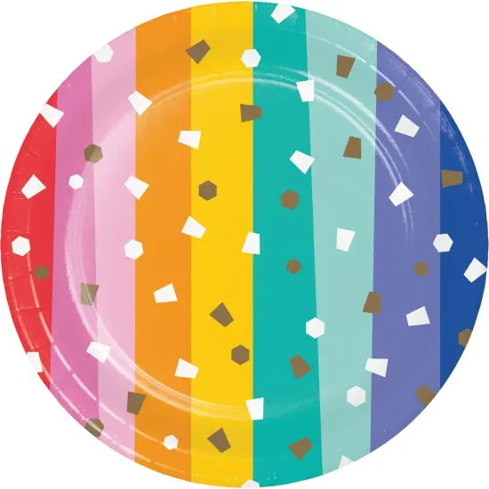 96 pc Bulk Birthday Confetti 6.75 Inch Dessert Plate {1}
