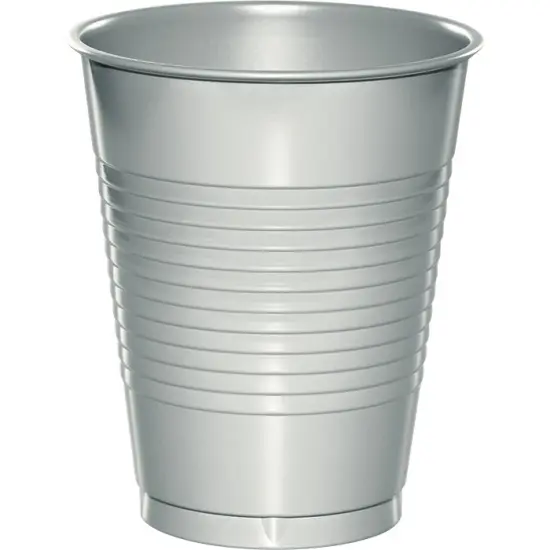 240 pc Bulk Shimmering Silver 16 oz Plastic Cups {1}