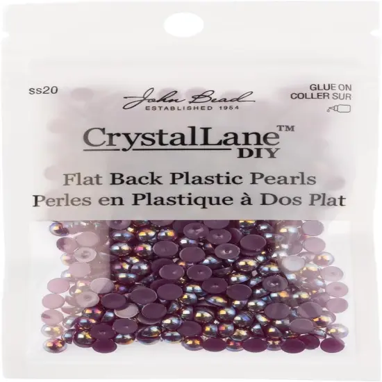 Crystal Lane DIY SS20(5mm) Plastic Pearl Flatback Rhinestones, 575pcs Dark Purple AB {3}