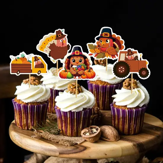 27Pcs Thanksgiving Cupcake Toppers {5}