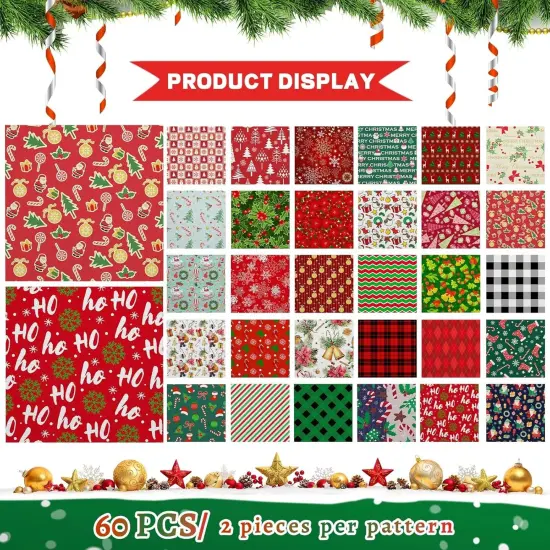 60 Pieces Christmas Fabric - 10 x 10 Inch (Snowman) {1}