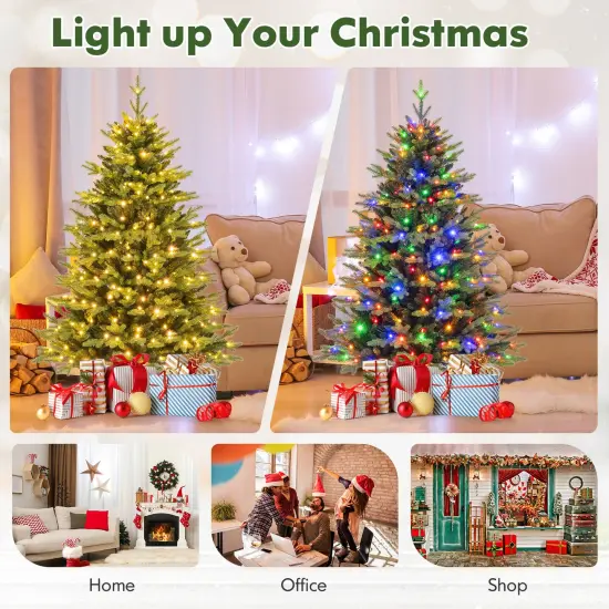 5 Feet Artificial Xmas Tree Hinged with 11 Lighting Modes and Remote Control {6}