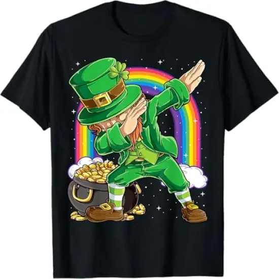 St Patricks Day Dabbing Leprechaun Boys Girls Men Dab Dance T-Shirt {1}