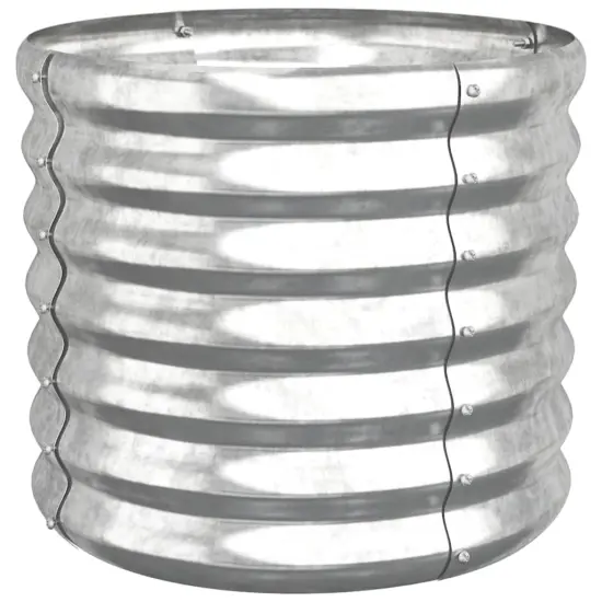 vidaXL Garden Planter Powder-coated Steel 15.7"x15.7"x14.2" Silver {2}