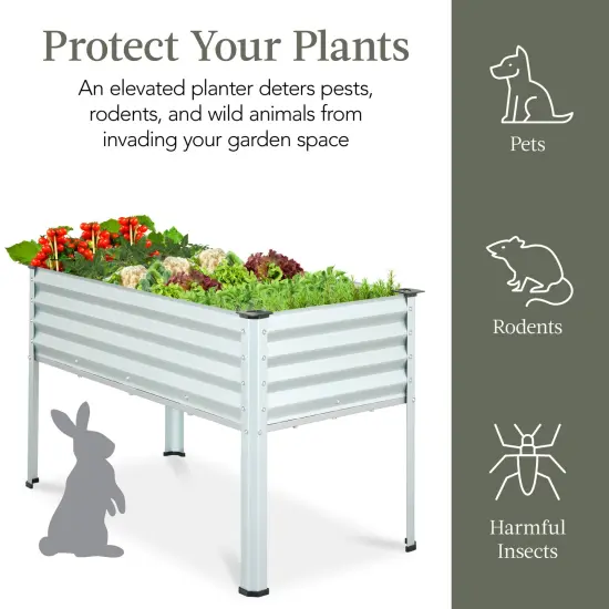 Best Choice Products 48x24x30in Elevated Galvanized Metal Garden Bed w/ Corner Protectors Silver {6}