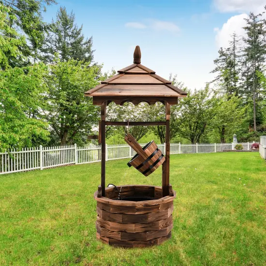 Patio Wooden Water Fountain with Electric Pump-Brown {2}