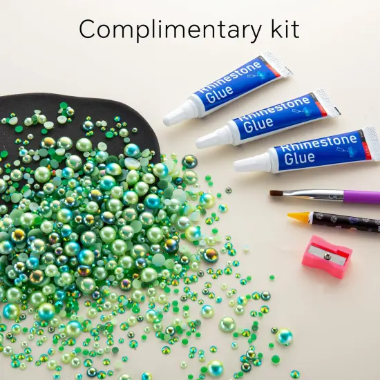 60g Cyan Green Flat Back Pearls Rhinestones for Crafts Mixed Size 3mm-10mm AB Color Round Half Pearls Flatback Pearl Beads and Resin Rhinestones Set for Face Art with Glue {2}