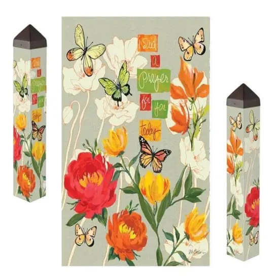 I Said A Prayer Art Pole 20 Inches Tall Painted Peace Butterflies {1}