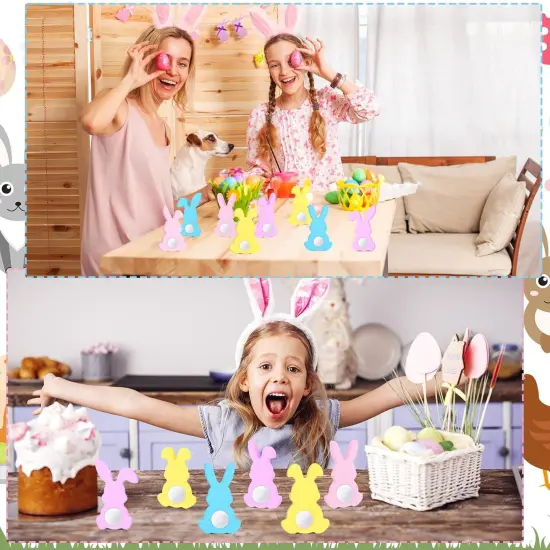 22 Pcs Easter Wooden Bunny Cutouts for Crafts, Unfinished Easter Wood Cutouts Bunny Table Sign {5}