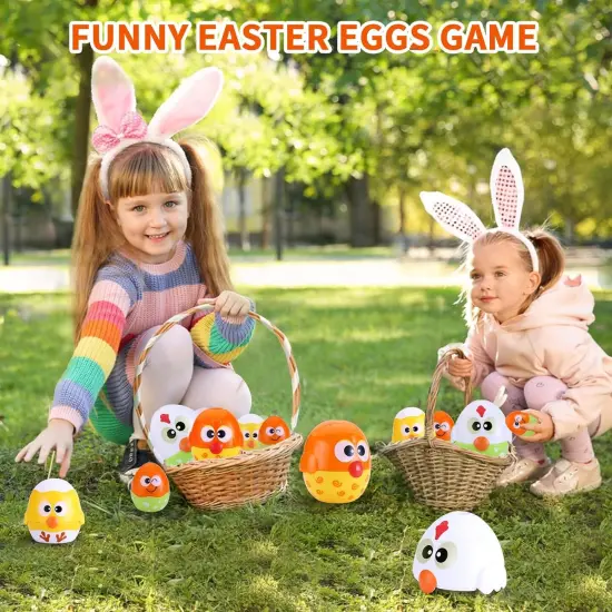 Chicken Toddler Easter Eggs Toys, Nesting Dolls Stacking Toys for Toddlers 1-3 Matching Shape Sorters Sensory Preschool Learning Baby Easter {5}