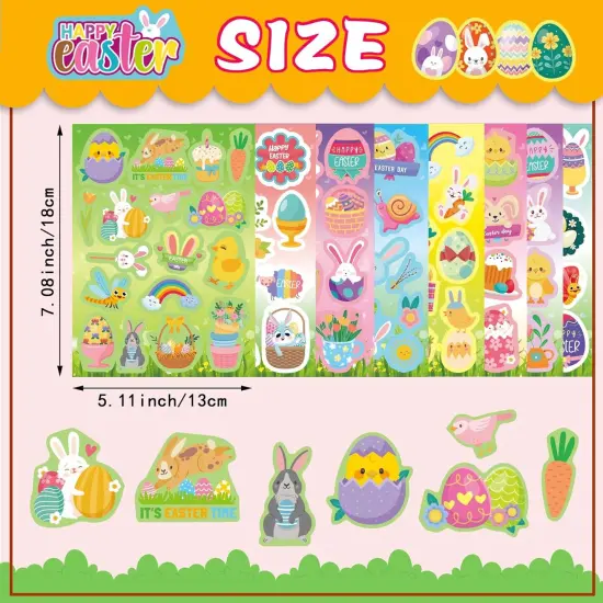 378 PCS Easter Stickers for Kids, Spring Stickers Assorted Easter Egg Bunny Stickers Easter Basket Stuffers, Easter Gifts, Teacher School Classroom Party Favors Supplies for Kids {3}