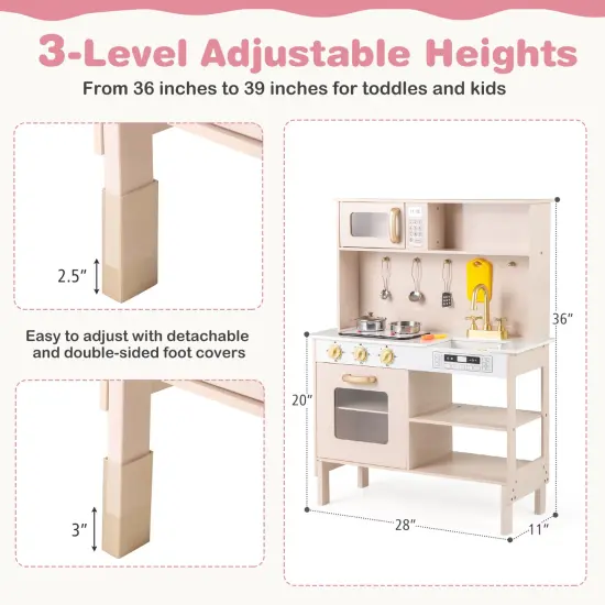 Height Adjustable Play Kitchen with Microwave, Lights, and Sounds {5}