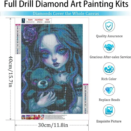 Diamond Art Kits for Adults Gothic 5D Diamond Painting Kits for Adults DIY Full Round Drill Carton Diamond Art {4}