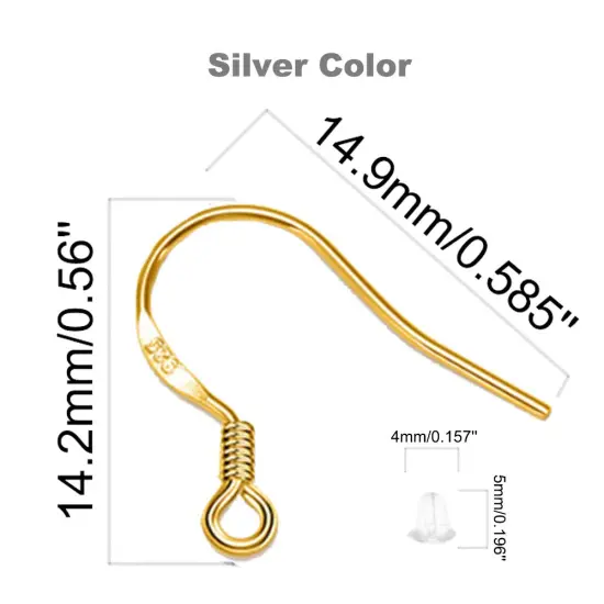 Gold Fishhook Earring Hooks - 120 PCS/60 Pairs 18K Gold Plated Hypoallergenic Ear Wires Fish Hooks for Jewelry Making, Jewelry Findings Parts with 120 PCS Rubber Earring Backs Stopper for DIY Earrings {6}