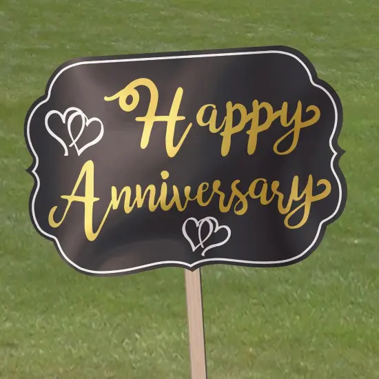 6 Pack Bulk Foil Happy Anniversary Yard Sign {4}