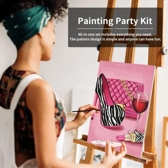 Pre Drawn Canvas Painting Kit - Girl's Heels and Lipstick (8x10) {3}