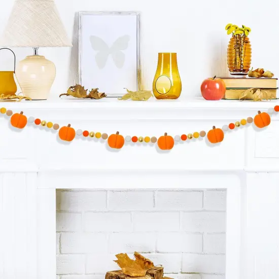 8.2Ft Fall Thanksgiving Felt Garland (	Pumpkin 1) {3}