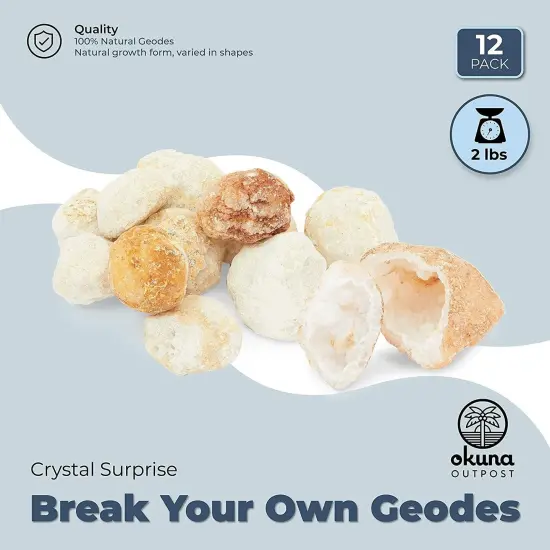 Okuna Outpost Break Your Own Geodes, Crystals Surprise for Kids (2lbs, 12 Pieces) Brown {2}
