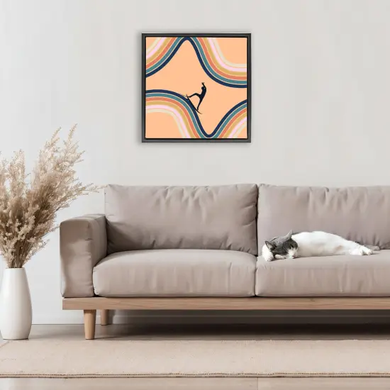 Stupell Industries Retro Surfer Riding Wave Floating Frame, design by Ashley Singleton {2}