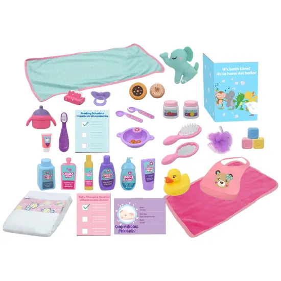 Cuddle Kids: Love N' Feed Playset - 15" Baby Doll - Pink Tutu Outfit - Cuddly Elephant Plush, 33pc Care Toy Accessories, Hard Body, Kids Age 3+ {4}