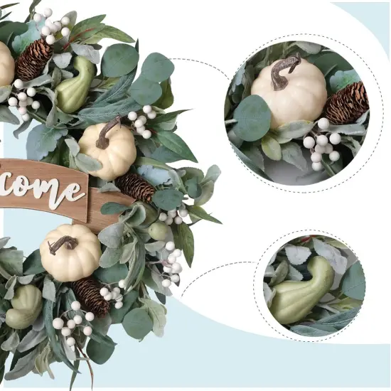 24 Inch Fall Eucalyptus Pumpkin Wreath {2}